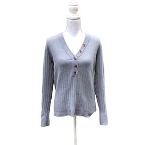 MEROKEETY Long Sleeve Button Knit Sweater SZ L